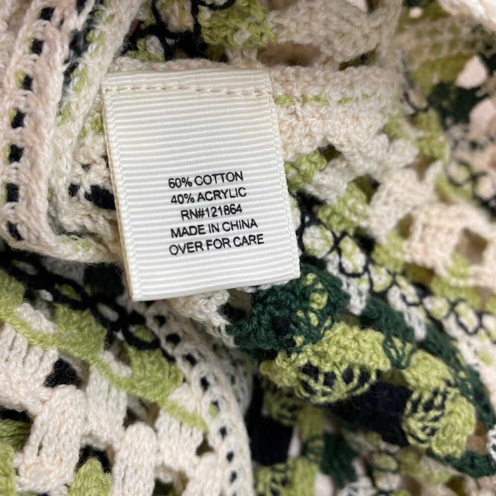 Morsecode Men Granny Square Crochet Knit Shirt Size M Green Coastal Festival NWT - Picture 8 of 9